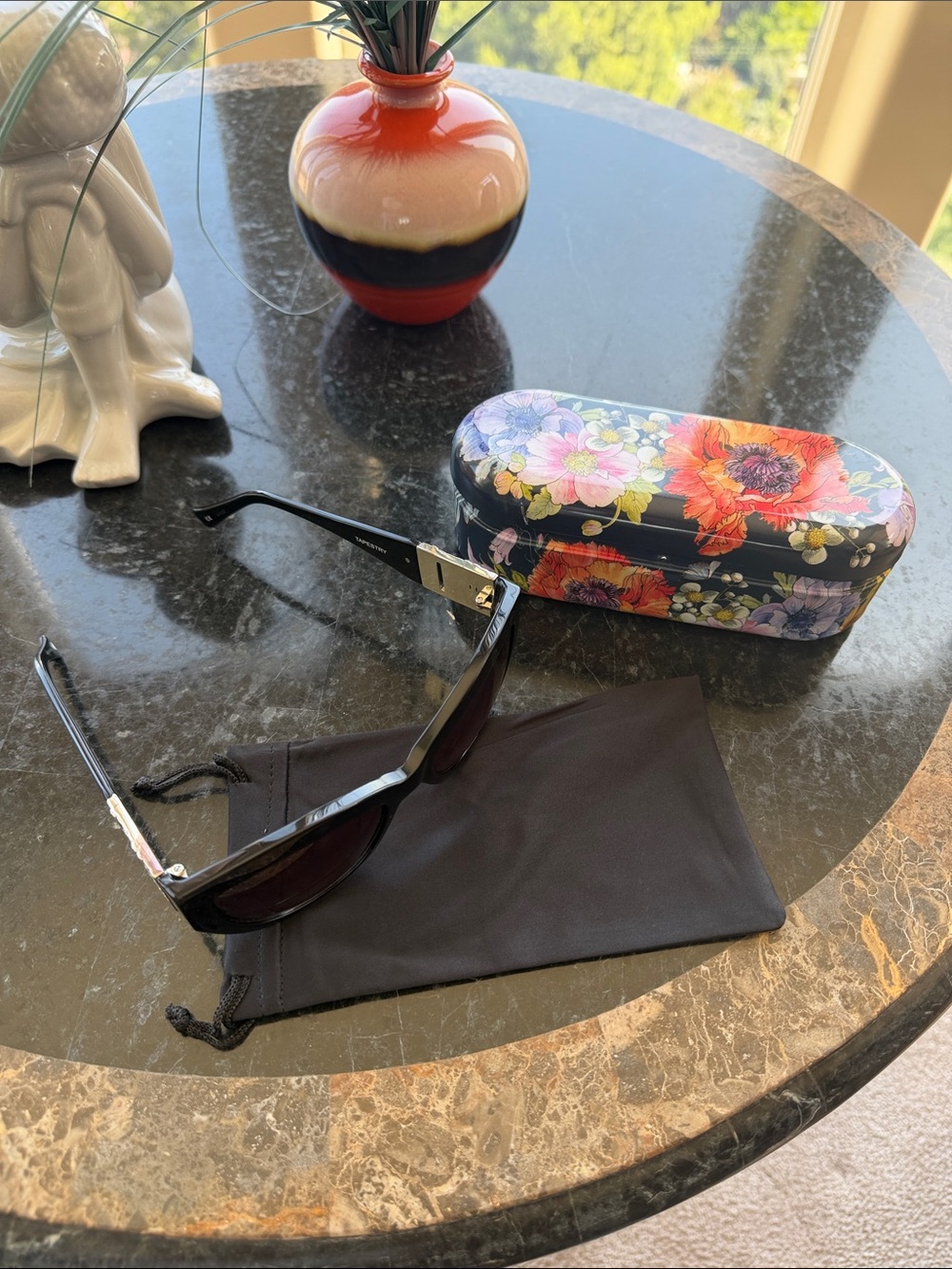 Brighton Black Women's Sunglasses with Floral Hard Case
